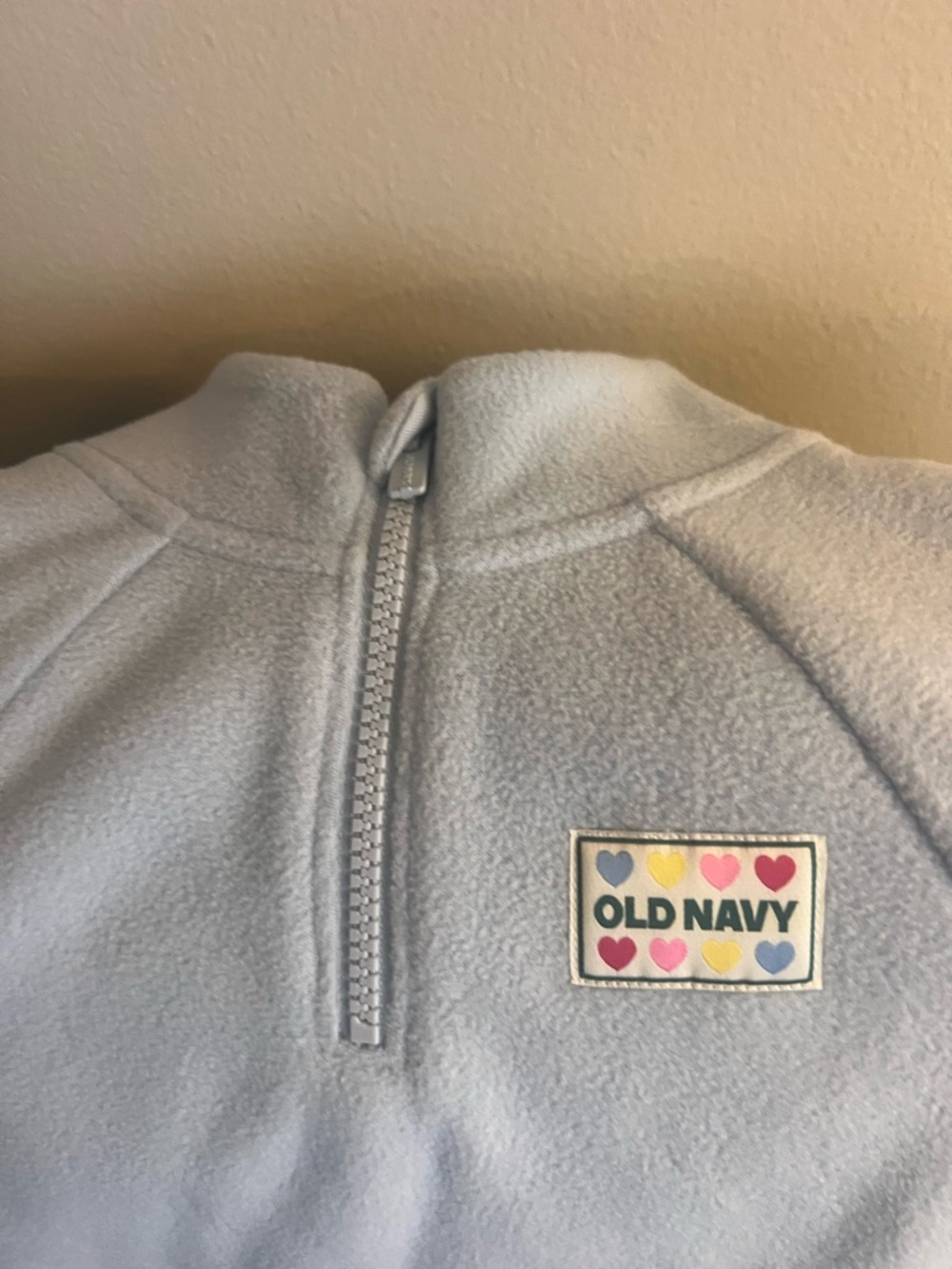Old Navy Light Blue Girls' Quarter-Zip Fleece with Heart Patch